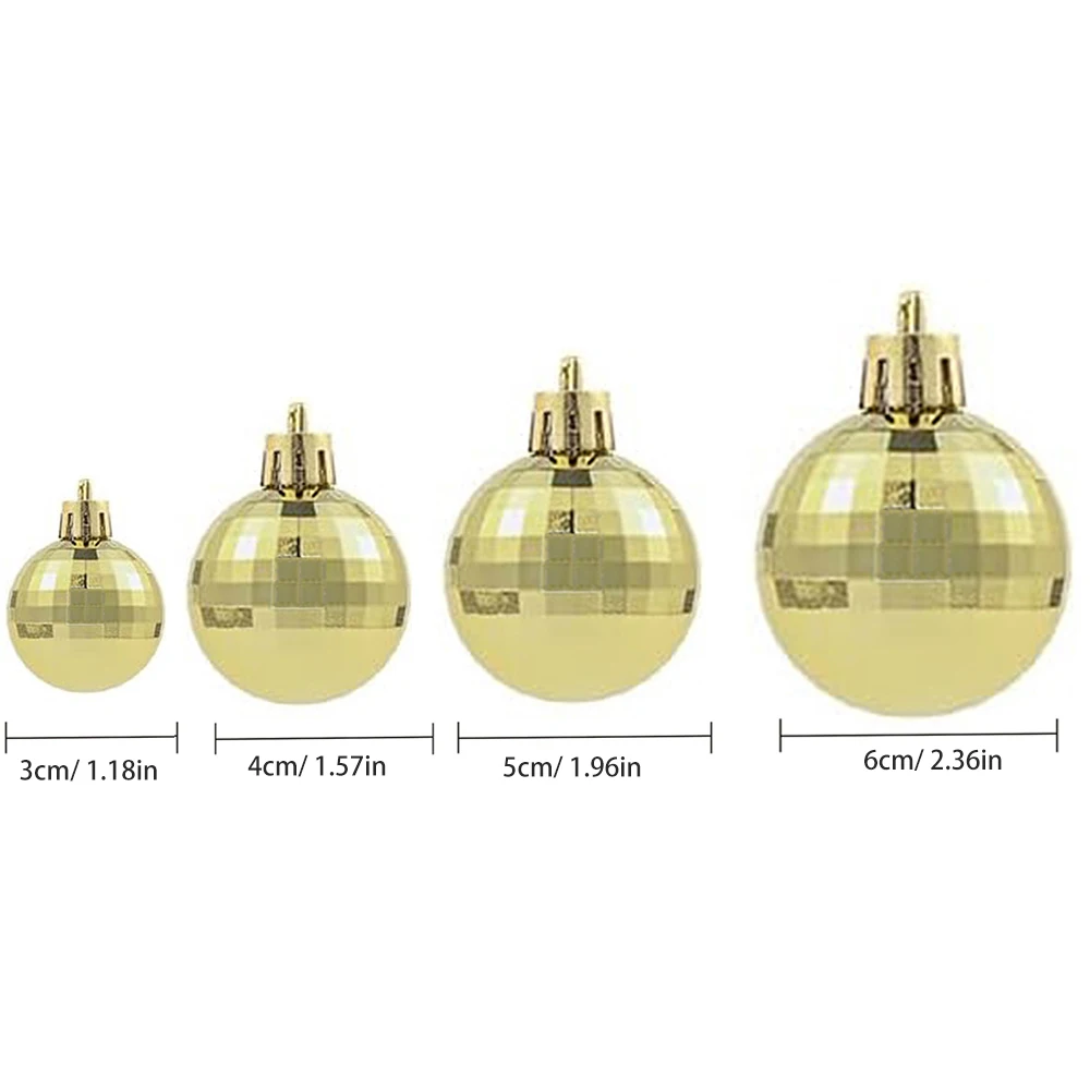 Gold Plastic Mirror Balls,  Party Decoration Hanging Christmas balls Cake Decorations Ball for Christmas Tree Decoration