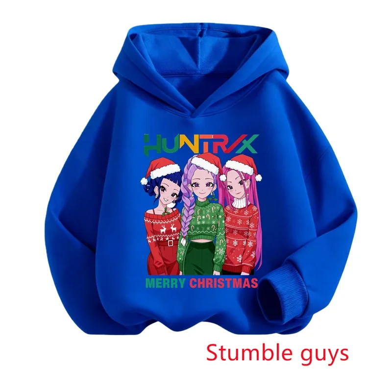 

Boys Kpop Demon Hunters Hoodie Kids 3-12Y Autumn Winter Christmas Warm Soft Reindeer Print Comfortable Hooded Sweatshirt​