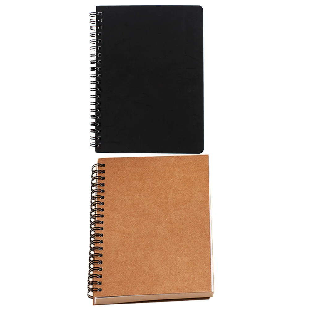 2 Pcs Notebooks Coil Blank Drawing Students Painting Kraft Paper for Simple Design Sketchbooks Unlined Multipurpose