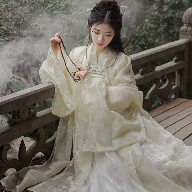 

Chinese Hanfu Dress Female Wide Sleeves Improved Tang Ancient Costume Super Fairy and Elegant Student Adult Full Chest Skirt