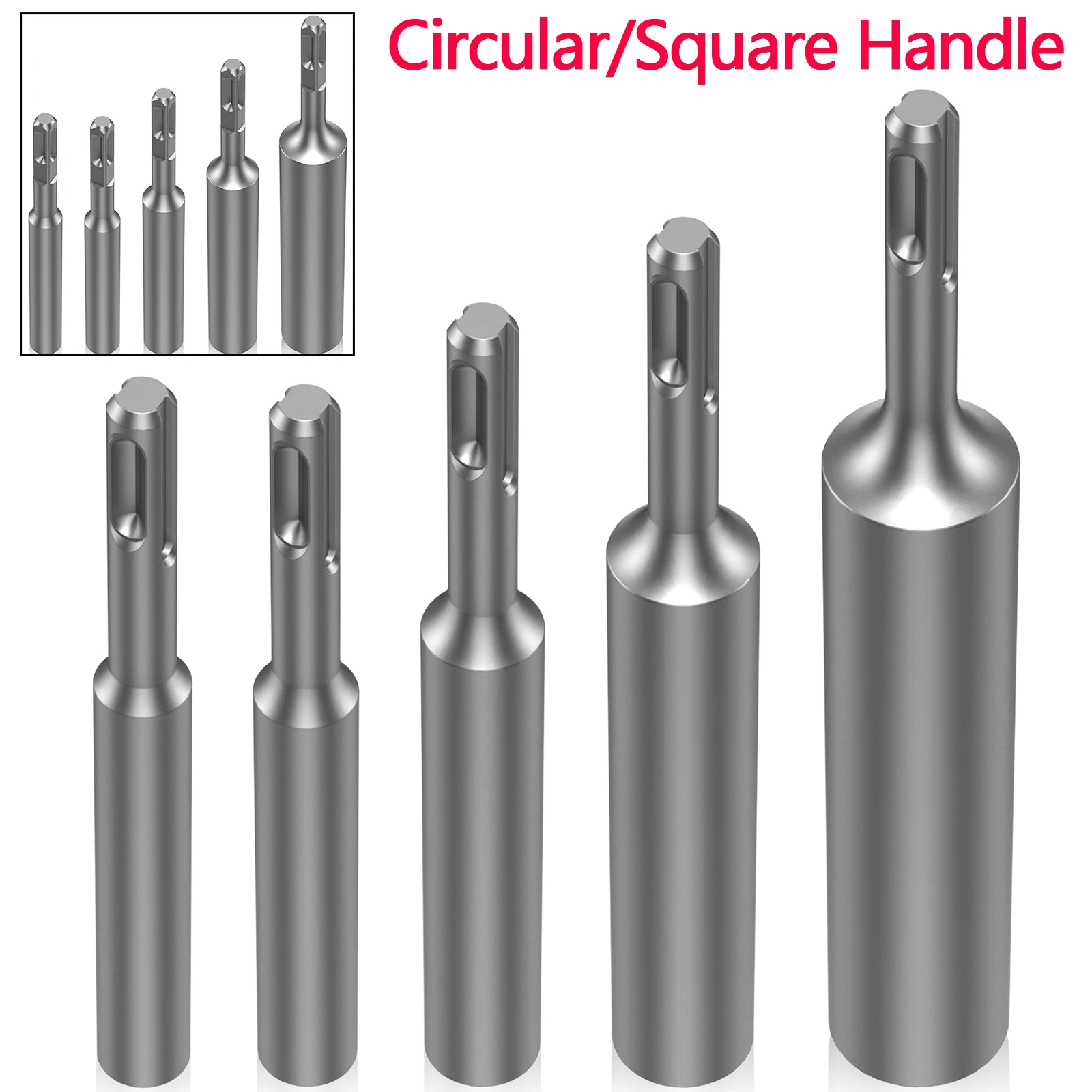 

5Pcs SDS Plus Ground Rod Driver 8/10/12/16/20mm Earth Stake Grounding Rod High Hardness for SDS Plus Rotary Hammer Drill Power