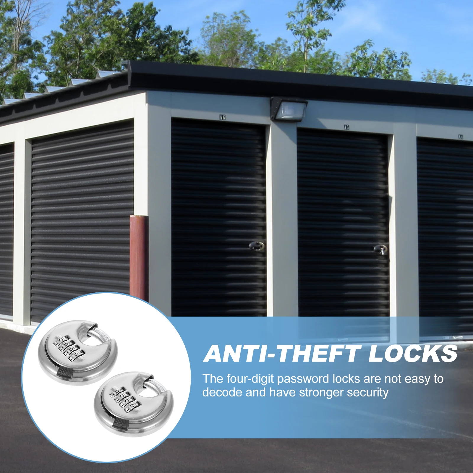 

Warehouse Code Locks Four- Password Padlock Door with Silver Stainless Steel