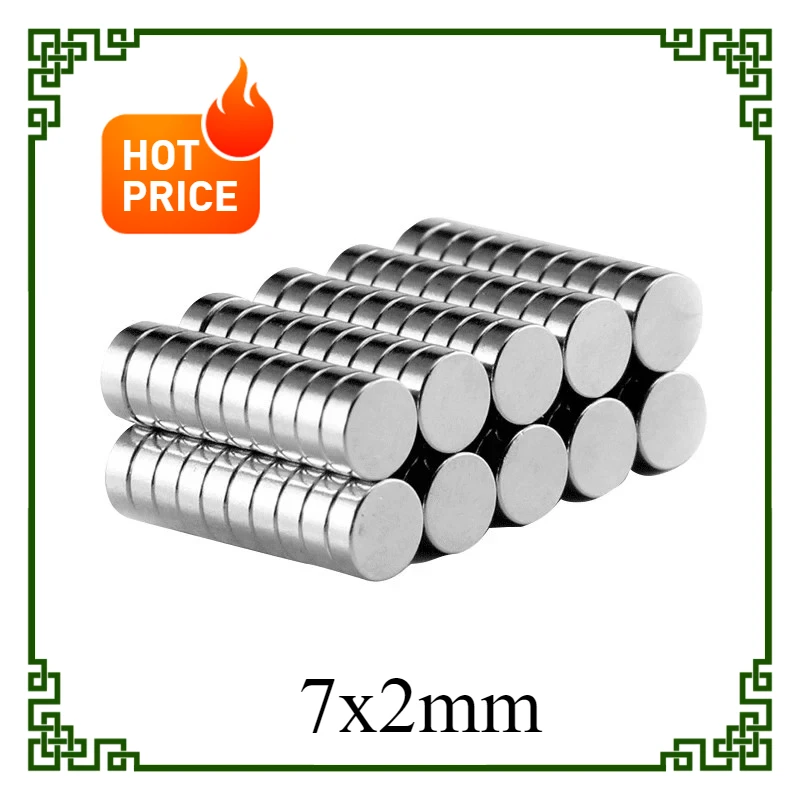 7*2mm Neodymium Strong Round Magnet 7*2 Search Magnets Neodymium 7x2 Disc Powerful Magnet For Fridge DIY Building Scientific
