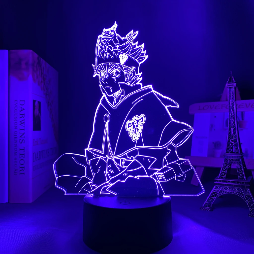 Acrylic 3d Lamp Anime Black Clover Glowing Stand Asta Action Figure for Bed Room Decor Colorful Nightlight