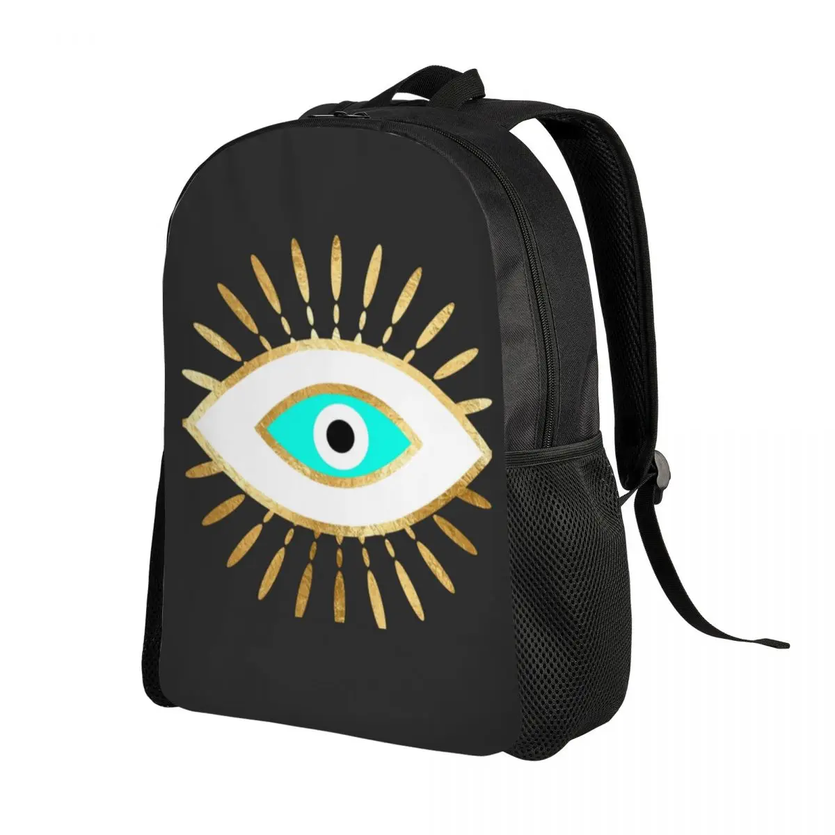 

Hamsa Evil Eye Gold Foil Print Backpacks for Women Men Waterproof School College Nazar Amulet Bag Printing Bookbags