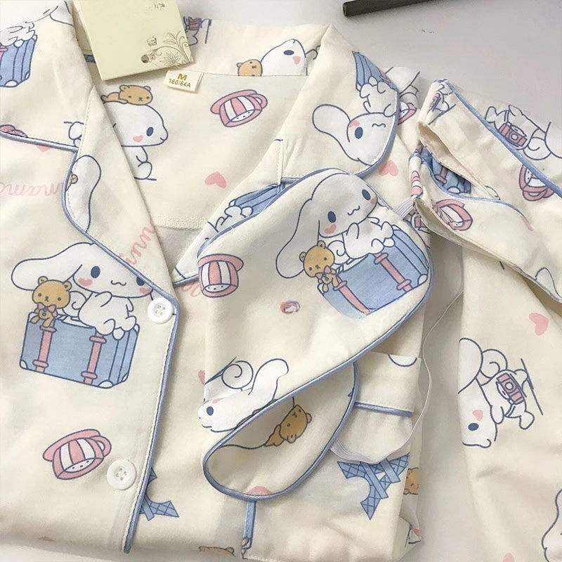 2pcs/set Sanrio Kuromi Women\'s Pajamas Cute Cartoon Couple Pajamas Y2K Women Fashion Home Clothes Spring Long Cardigan Sleepwear