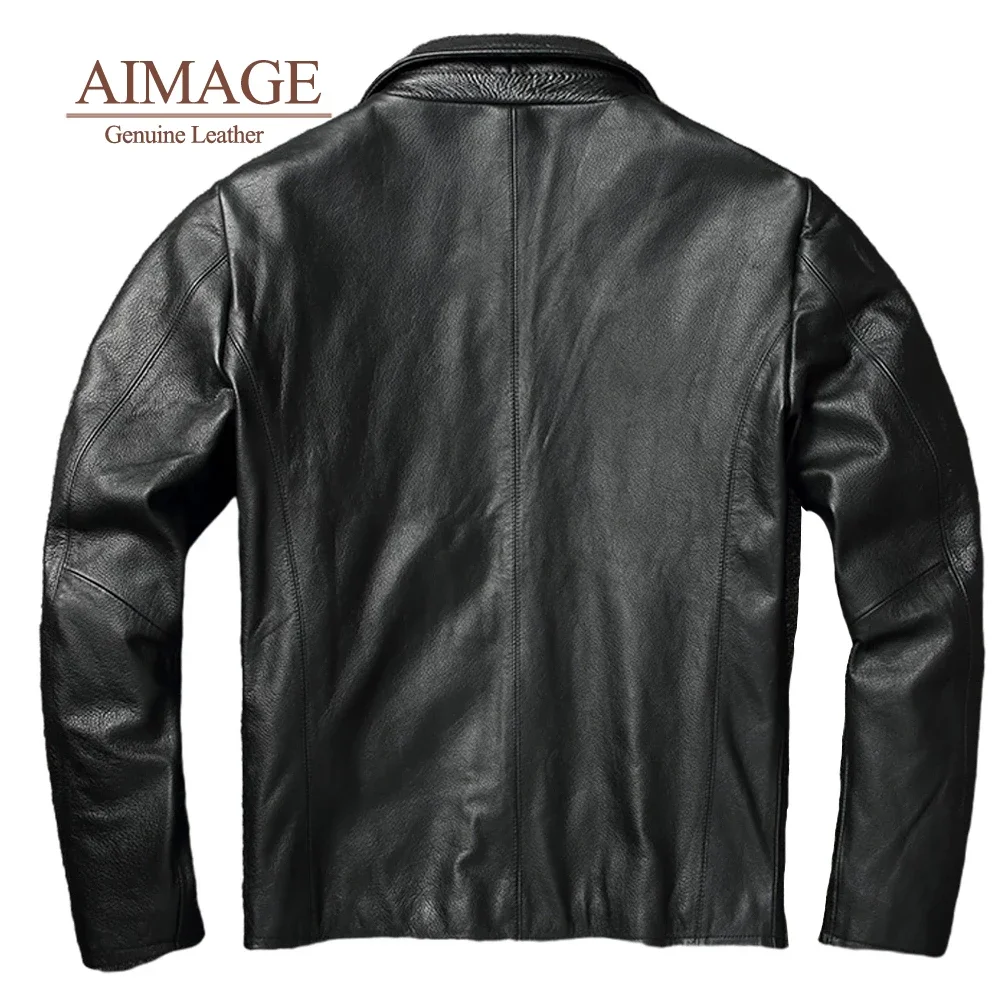 2025 NEW Cowhide Leather Jacket Men's Motorcycle Biker Spring Natural Genuine leather Jackets Slim Short coat S-6XL PY113