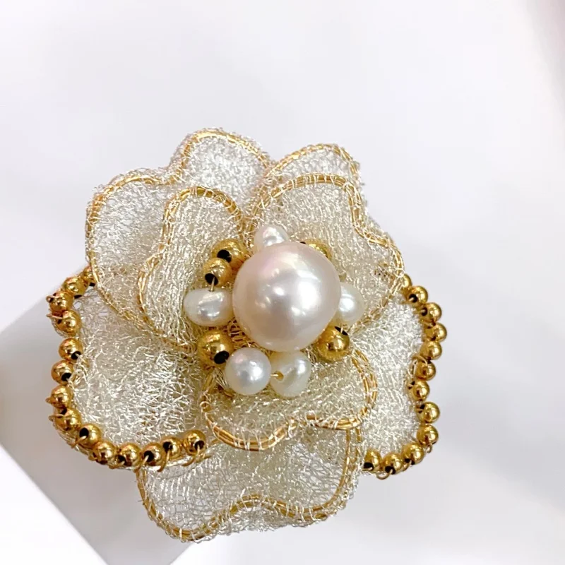 

SGARIT элегантные ювелирные изделия кружево 14-каратное золото с натуральным жемчугом Эдисона кольцо женские украшения позолоченные водонепроницаемые