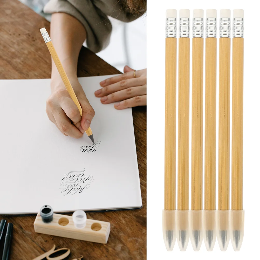 

6 Pcs Graphite Eternity Pencil Inkless Pencils Drafting Everlasting No Painting Non Sharpening Drawing Fun for Student Wood