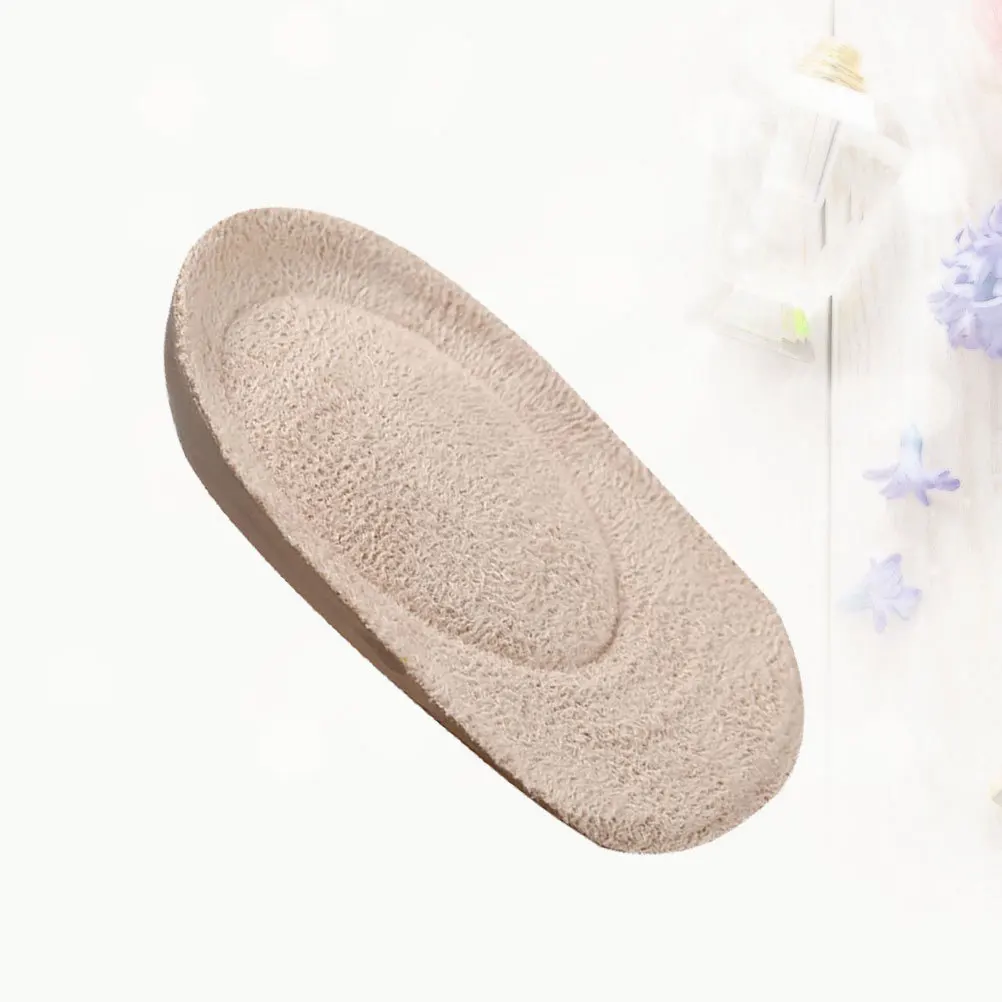 1 زوج منصات جل نصف وسائد الأحذية للنساء السيدات الكاكي حجم L أداة العناية بالقدم كعب دعم وسائد الكعب الدافئة #5