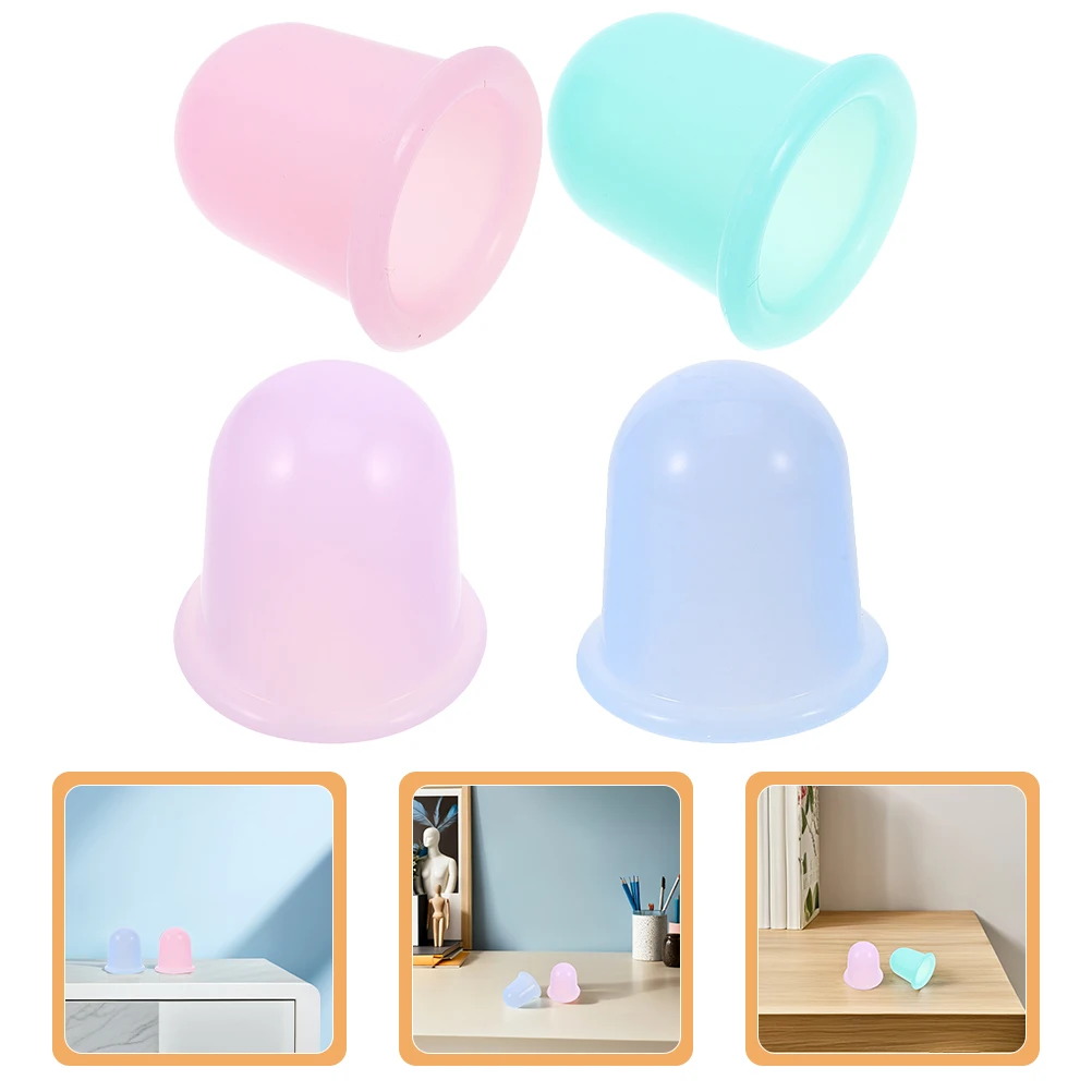 

4 Pcs Silicone Cupping Device Cups for Eye Body Chinese Massage Anti Cellulite Household
