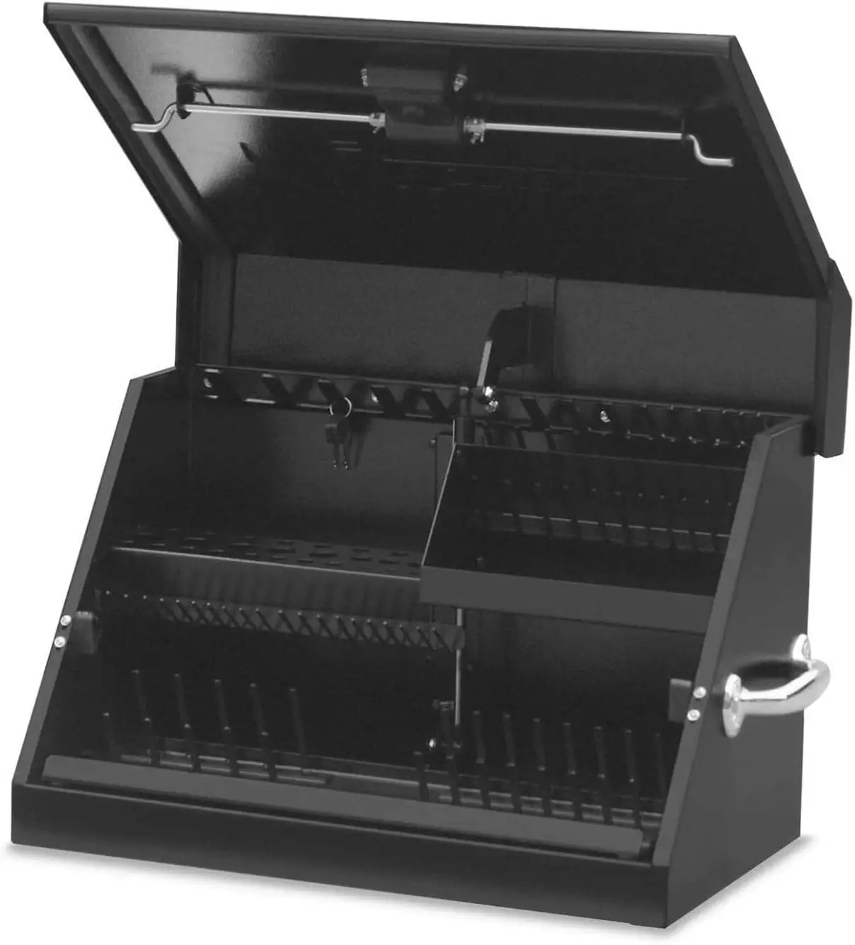 22.5-Inch Portable TRIANGLE Toolbox – Heavy-Duty Steel Construction – Metric and SAE Storage Chest – Weather-Resistant Toolbox