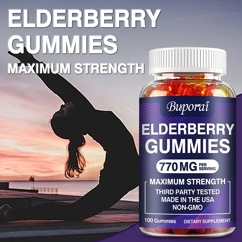 Elderberry Gummies - Dietary Supplement To Support A Healthy Immune System, Antioxidant Levels and Improve Nutrient Absorption