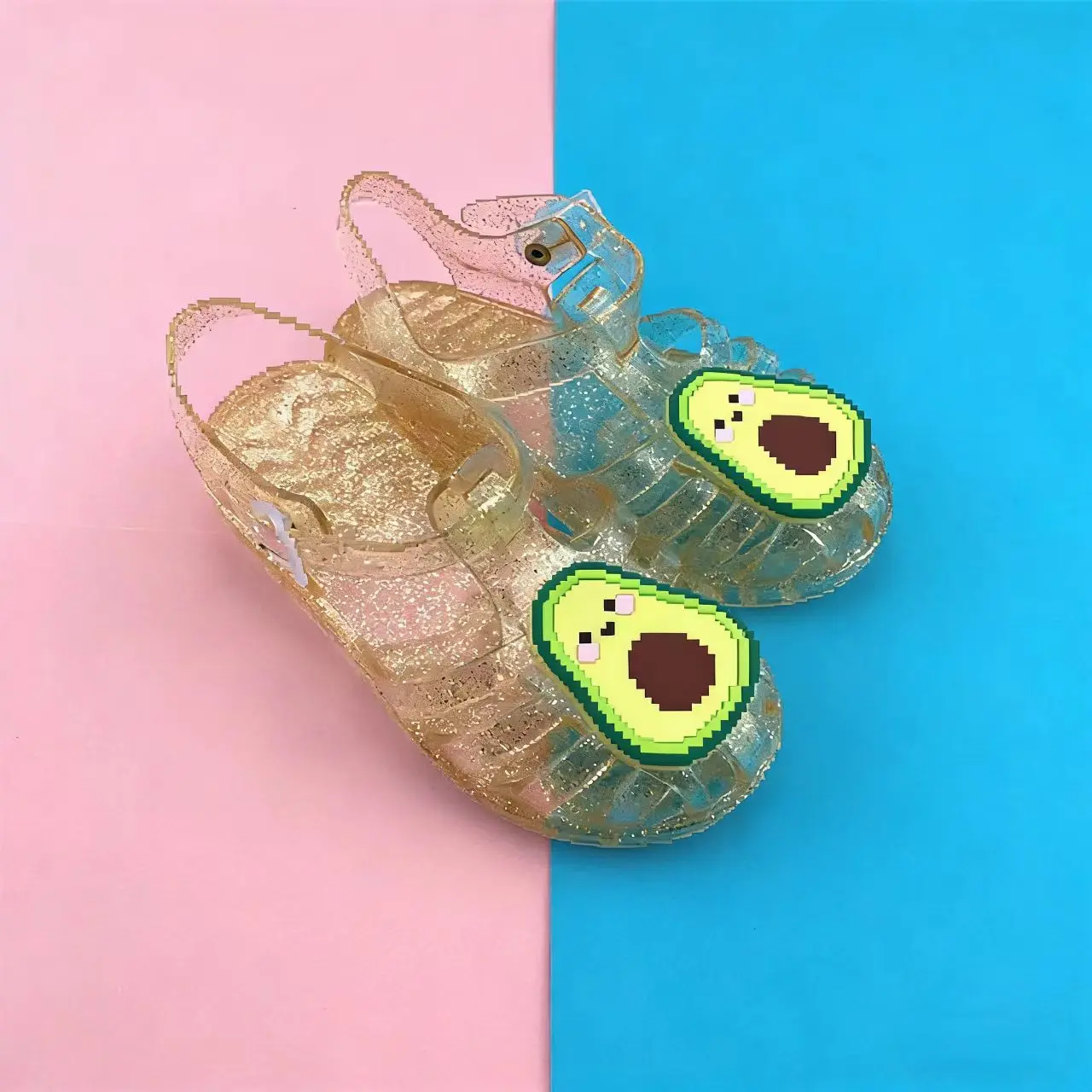 Girl's Baotou Hollow Out Crystal Princess Sandals Summer New Soft sole Non Slip Waterproof Flat Sole Outdoor Beach Sandal