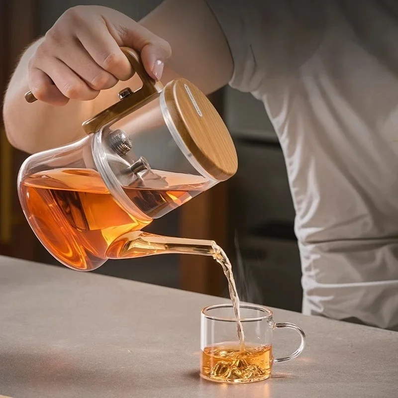 2026 hot selling new magnetic suction floating cup tea pot, new heat-resistant glass water separating cup tea set infuseur thé