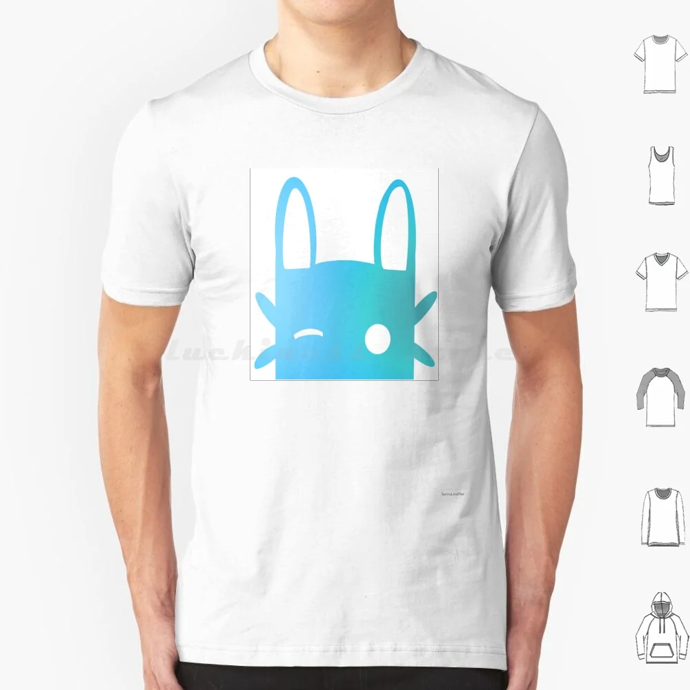 Blue Jade Rabbit Winking Ombre T Shirt Cotton Men Women DIY Print Jade Rabbit Gun Winking Ombre Blue