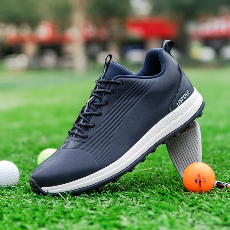 Męskie buty golfowe Oddychające skórzane trampki golfowe Antypoślizgowe buty golfowe bez kolców Sportowe buty golfowe Sznurowane buty treningowe