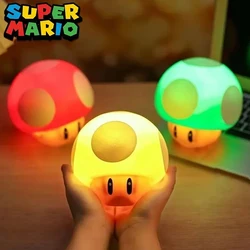 Cartoon Super Mario Bros Night Light Mushroom Toad LED Sound Effect Decorative USB Rechargeable Night Light Bedroom Table Lamp