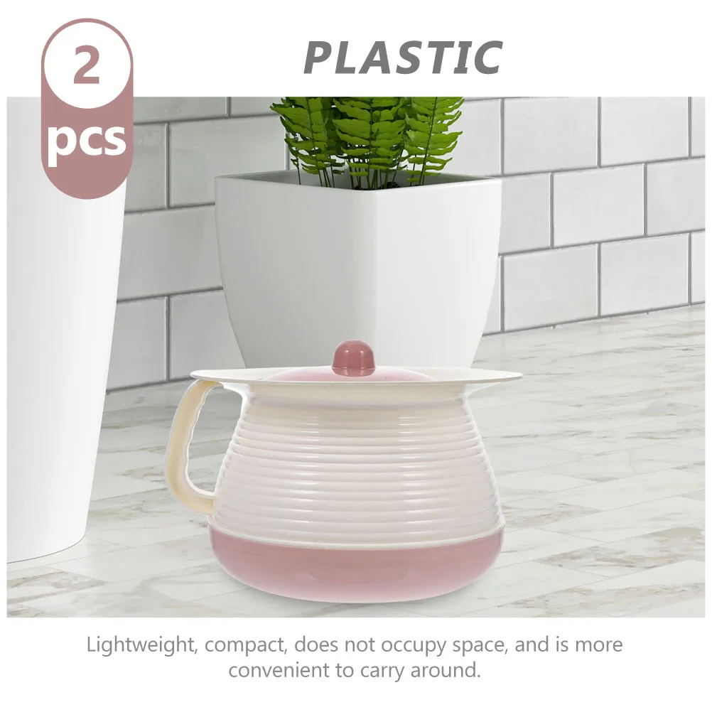 2 szt. Grube, wytrzymałe plastikowe nocniki do wypróżniania się, przenośne, kompaktowe wiaderka do użytku domowego dla dorosłych, solidne, na noc.