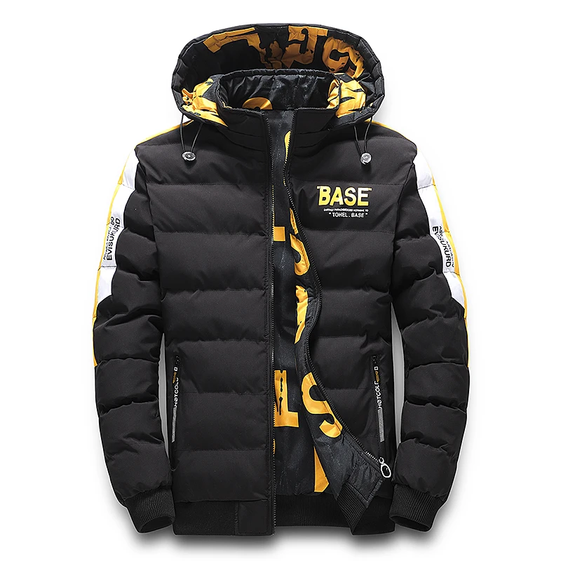 

Men's autumn and winter cotton jacket warm and thick cotton jacket double-sided wearable hooded and cold resistant short top