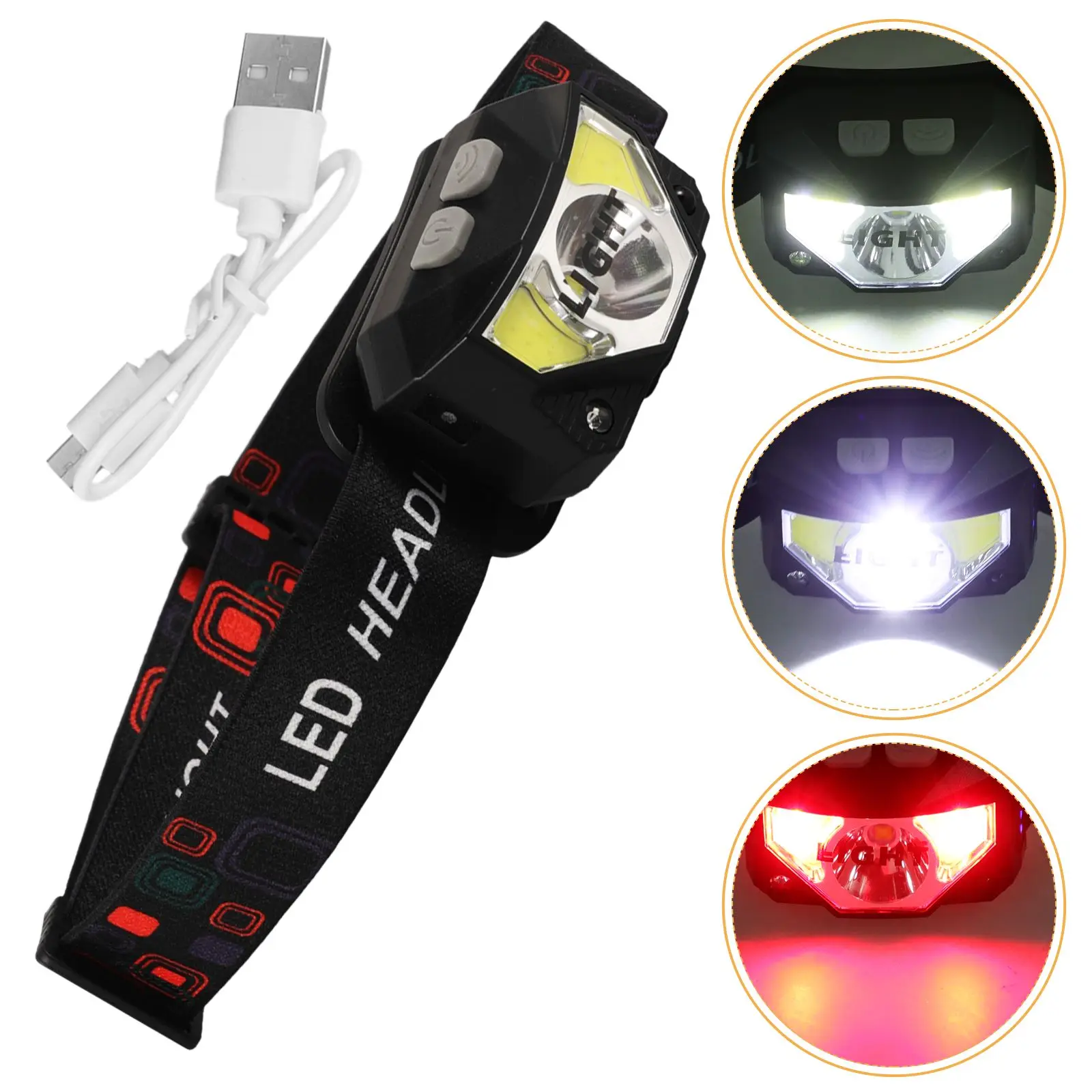

Camping Usb Rechargeable Headlight Headlamp Waterproof Flashlight Outdoor Hiking Portable Multifunctional Headband Headlamp