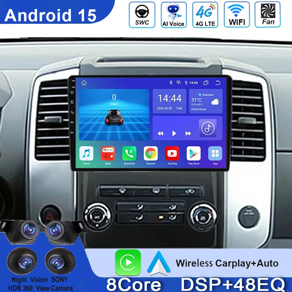 Radio del coche para Nissan Frontier 2009 - 2012 para Nissan Xterra 2 N50 2008-2015 Android Auto Player Carplay autoradio estéreo 2din 5G