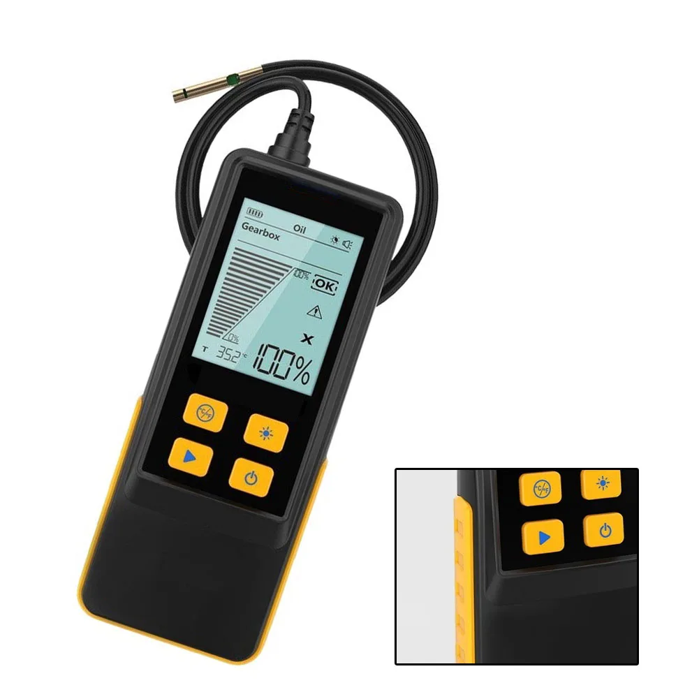 AS505 Handheld Brake Tester for Transmission Oil Evaluation Featuring Backlit Display and Tiered Audio Visual Oil Change Alerts