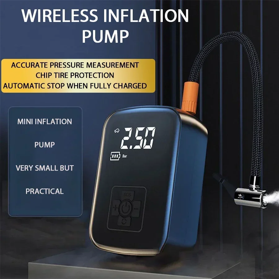

1PC Car Mounted Wireless Digital Display Inflation Pump Portable Wireless Air PumpTire Inflator for Electric Cars