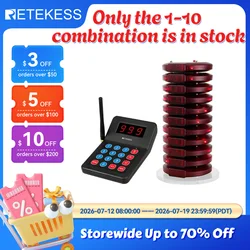 RETEKESS T119 Wireless Restaurant Paging System Coaster Vibrater Buzzer Receiver 2-Way Charge for Cafe Food Trucks