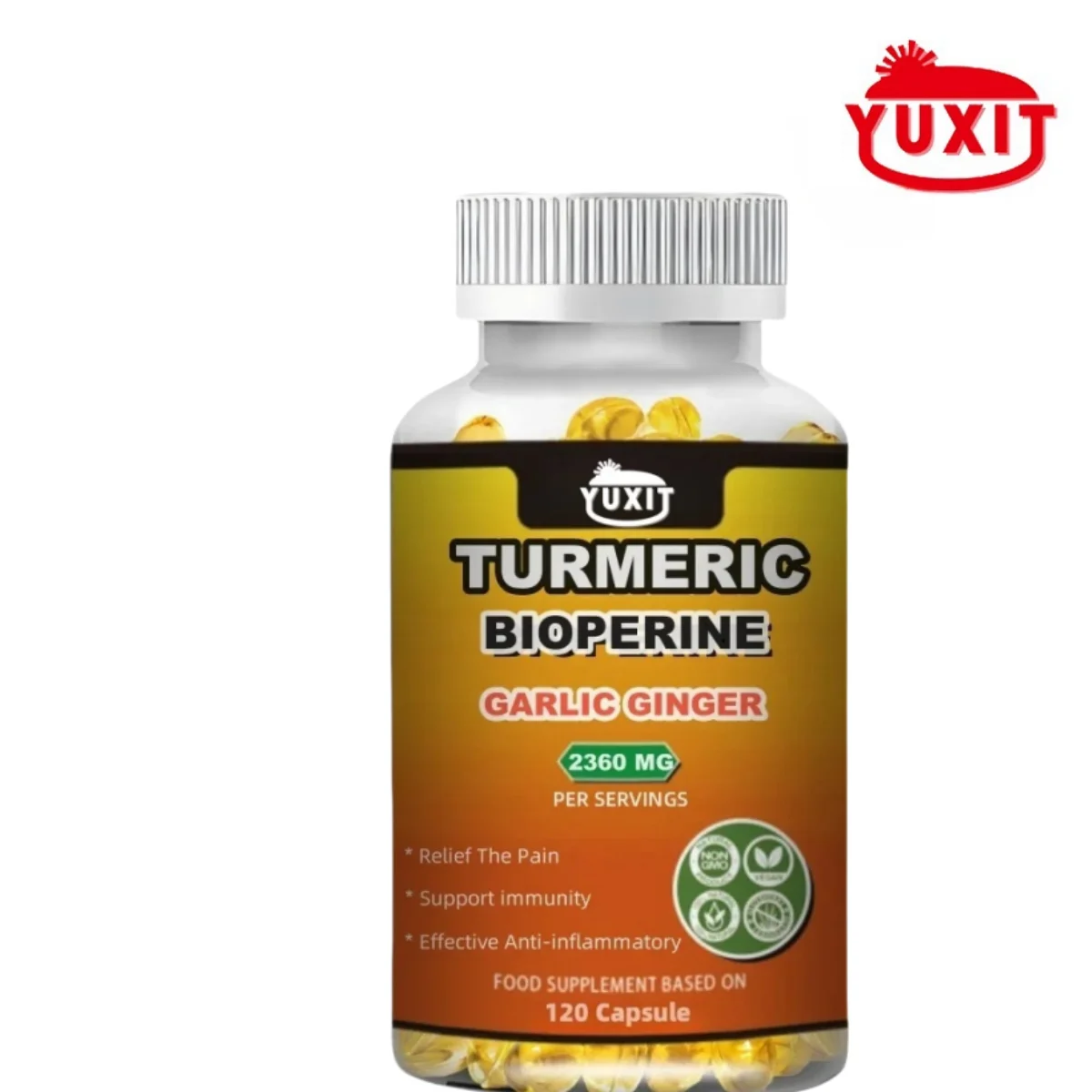 YUXIT  Curcumin, Ginger Root, Garlic Pills, Black Pepper Supplements - for Joint, Digestion & Immune Support