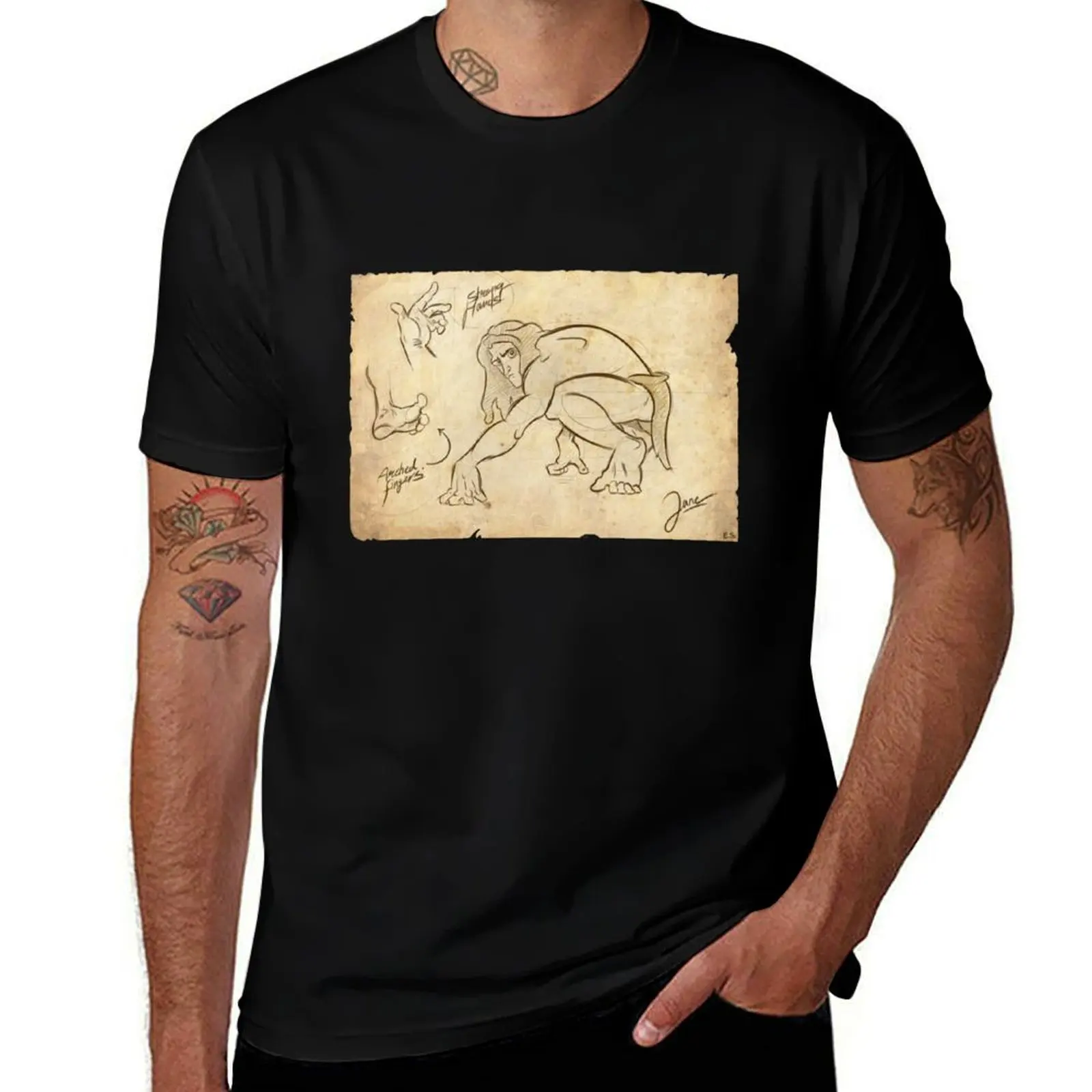 

Tarzan Janes Sketch. T-Shirt Stylish Graphic Short Sleeve Top