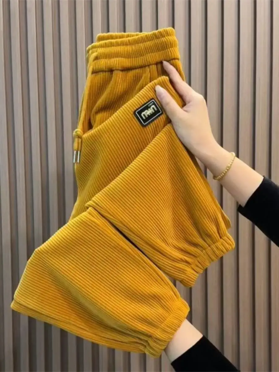 Pantalones anchos pana mujer cintura alta