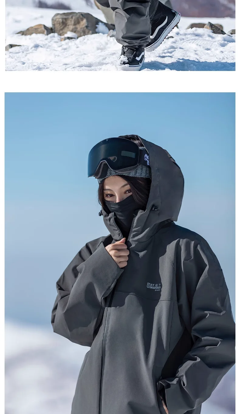 John Snow 2025 Neuer Unisex Ski-Anzug für Einzel- und Doppelbretter, Locker Geschnittener Wasserdichter Wärmehaltender Skianzug mit Skihose und Skijacke – Detail 37