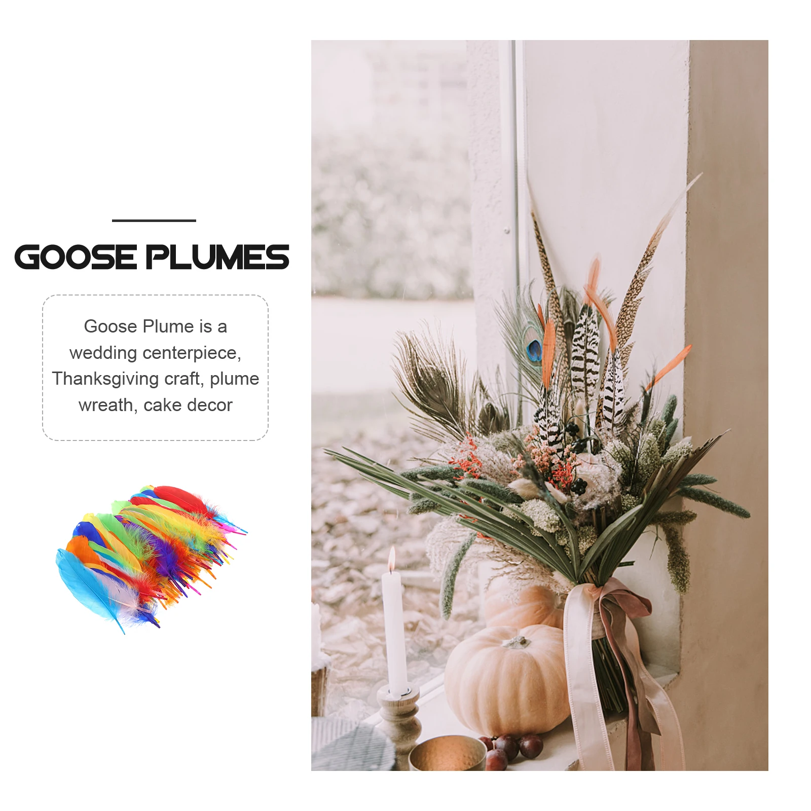 

120Pcs Goose Plume Party Decoration Material for DIY Crafts and Wedding Centerpieces Unique Gifts