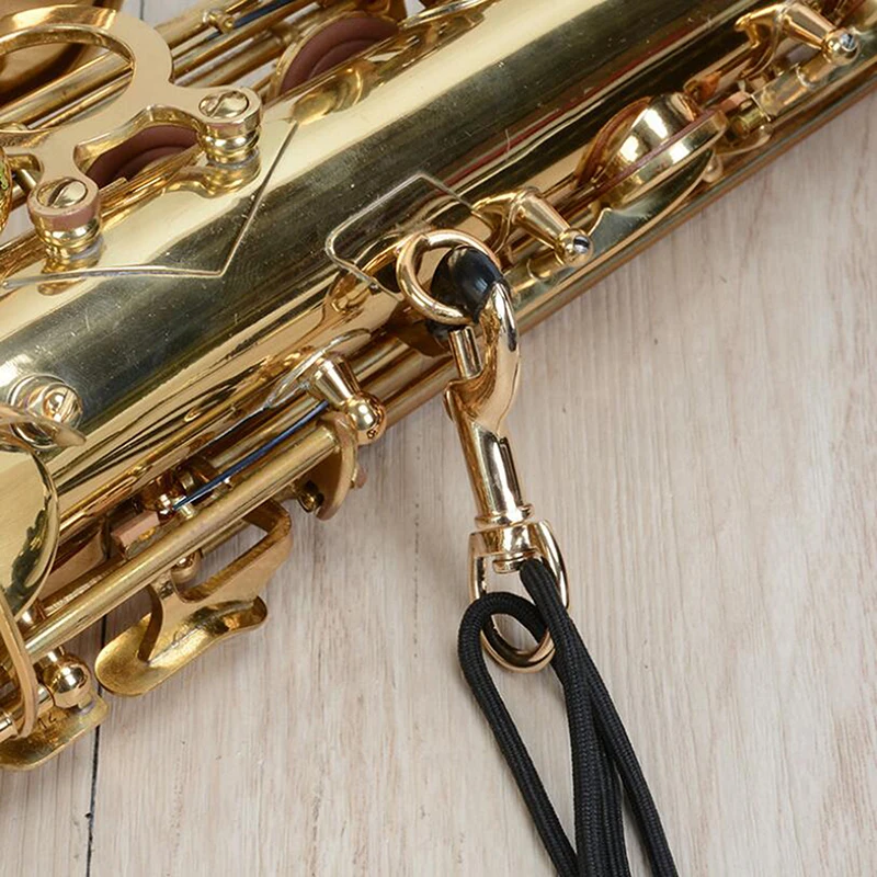 PU Leather Adjustable Saxophone Neck Padded Strap Sax Harness Hanging Belt Strap Black Woodwind Instrument Accessories