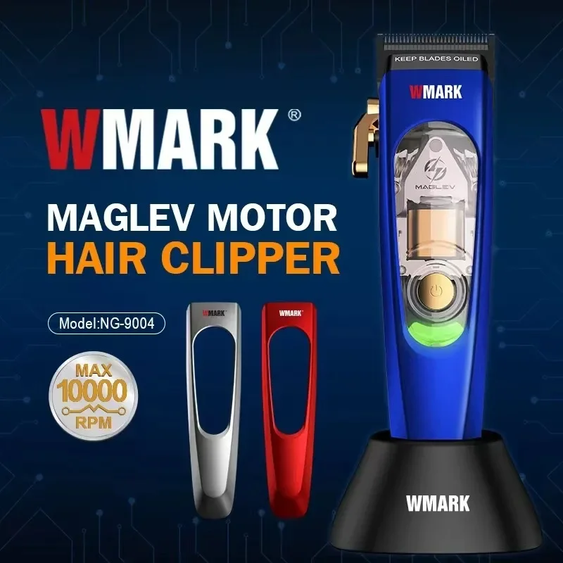 WMARK NG-9004 10000RPM Professional Hair Clipper DLC FADE Blade High Speed Hair Cutting Machine Barber Trimmer with Charge Stand