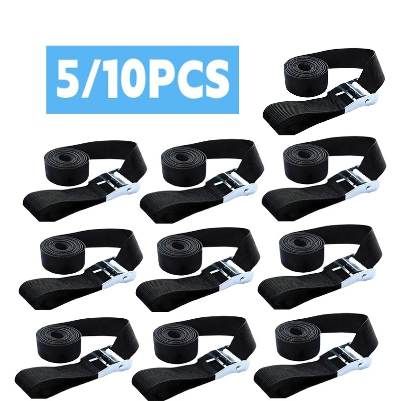 Cintas de Carga de 1/5M com Fivela, Cinto de Amarração para Moto, Carro, Bicicleta, Corda de Reboque Metálica, Cinto de Fixação Robusto para Bagagem