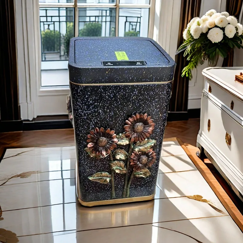 

Light luxury intelligent induction trash can retro home new Chinese style living room bedroom kitchen creative with cover