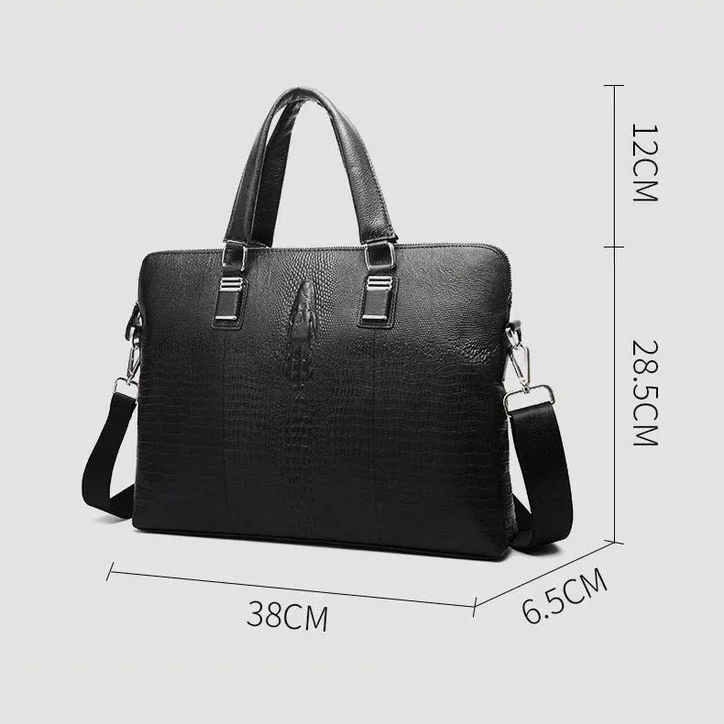 Cow Genuine Leather Business Men\'s Briefcase Male Shoulder Bag Real Leather Men Messenger Bag Alligator Tote Computer Bag