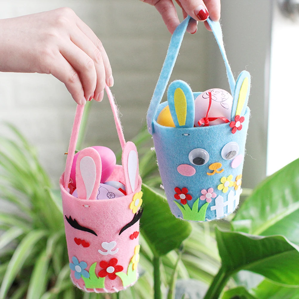 

4Pcs Bag Tote Gift Bucket Kids Storage Case Pouch Easter Bag Safe Easter Gift Storage Case Use Chic Celebration