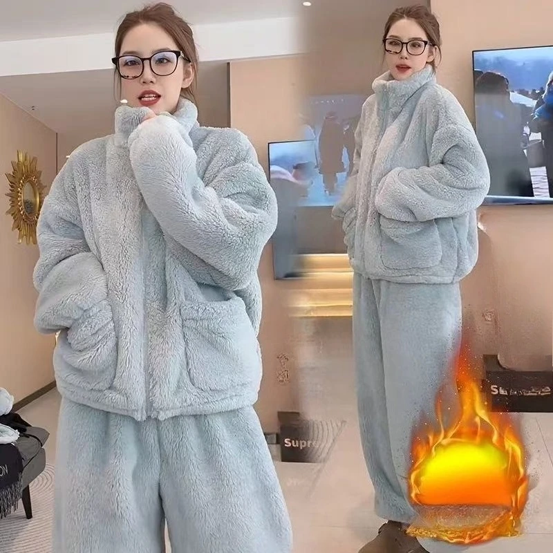 

[Маленький обогреватель] Зимние утепленные пижамы для пар, женские могут носить корейскую версию интернет-моды знаменитостей, свободная домашняя одежда