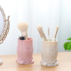 Pencil Holder Organizer Plastic Cosmetic Makeup Brush Desktop Pen Holder Stand Jewelry Storage Box White Pink Pen Pot Stationery