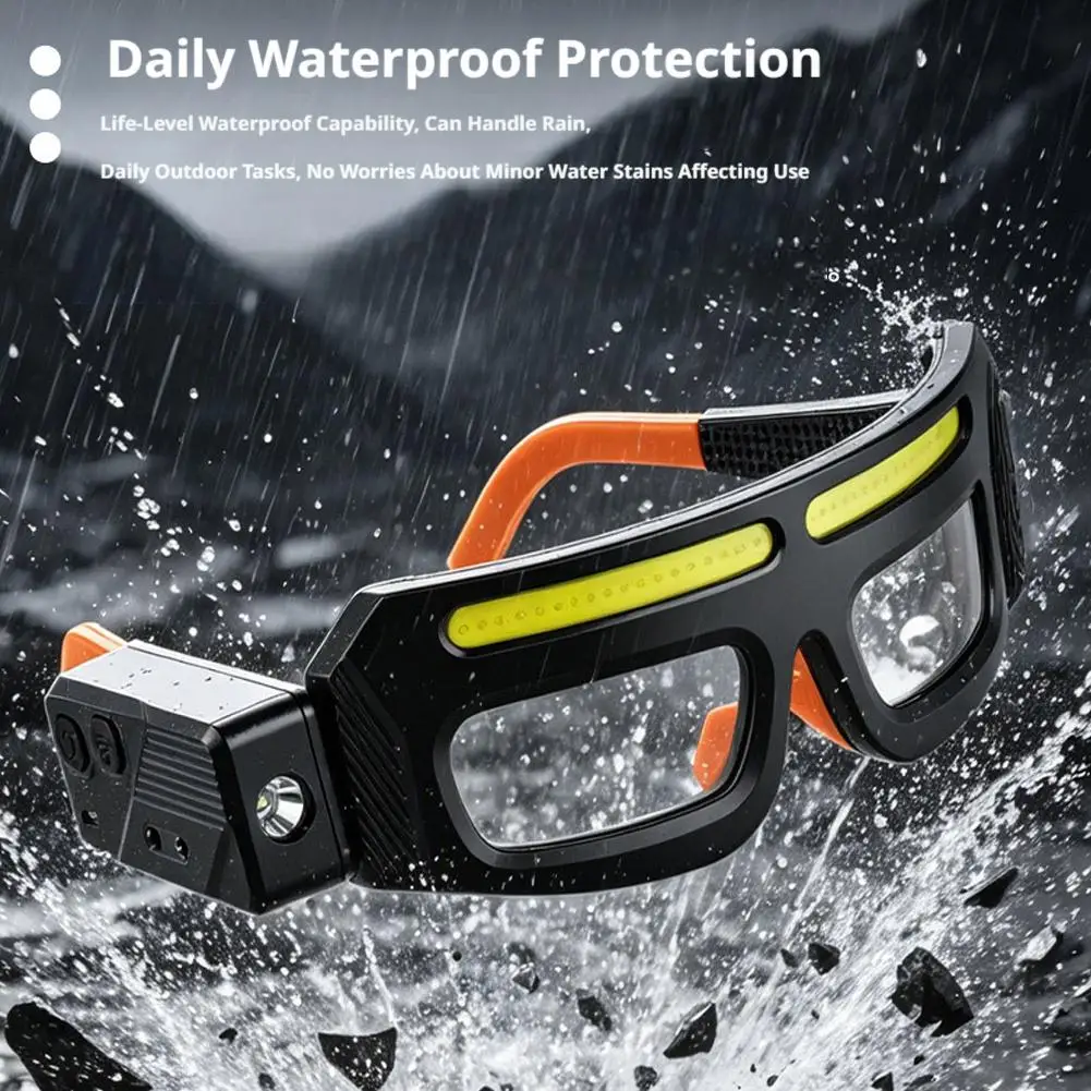 Rechargeable LED Safety Glasses Wave Sensor COB Headlamp Goggles Dust Proof Anti Fog Work Eyewear Light For Mechanics Inspection