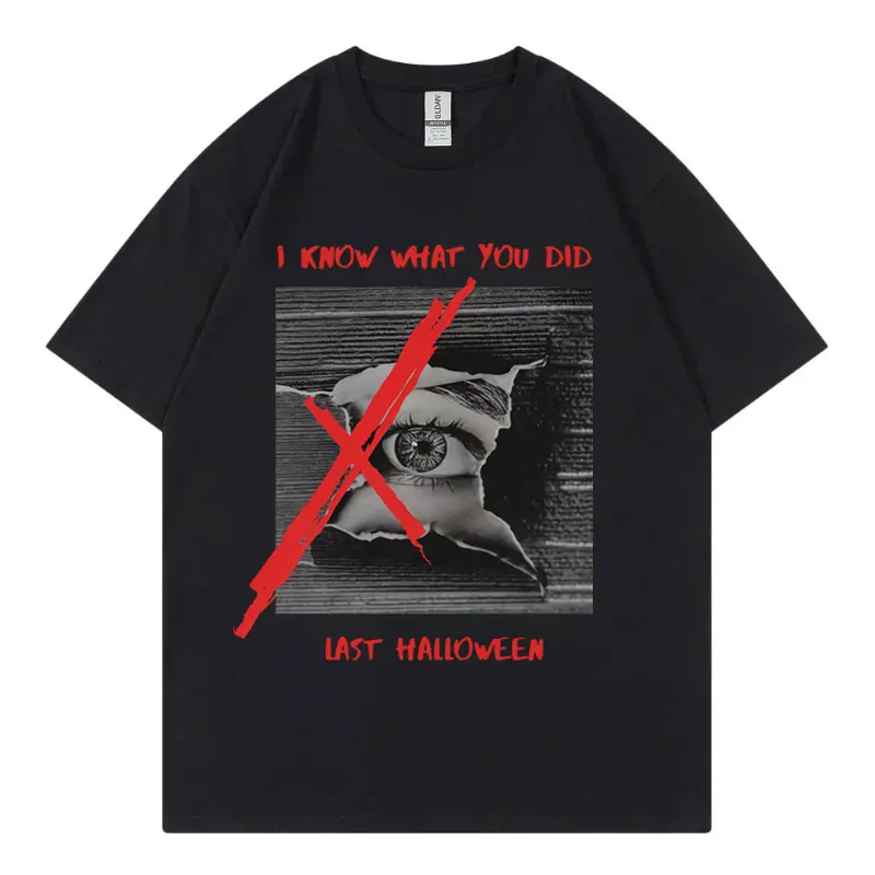 أعرف ما فعلت في الهالوين مضحك ميمي الجرافيك تي شيرت أزياء خمر تي شيرتات قصيرة الاكمام للجنسين عارضة فضفاض تي شيرت #1
