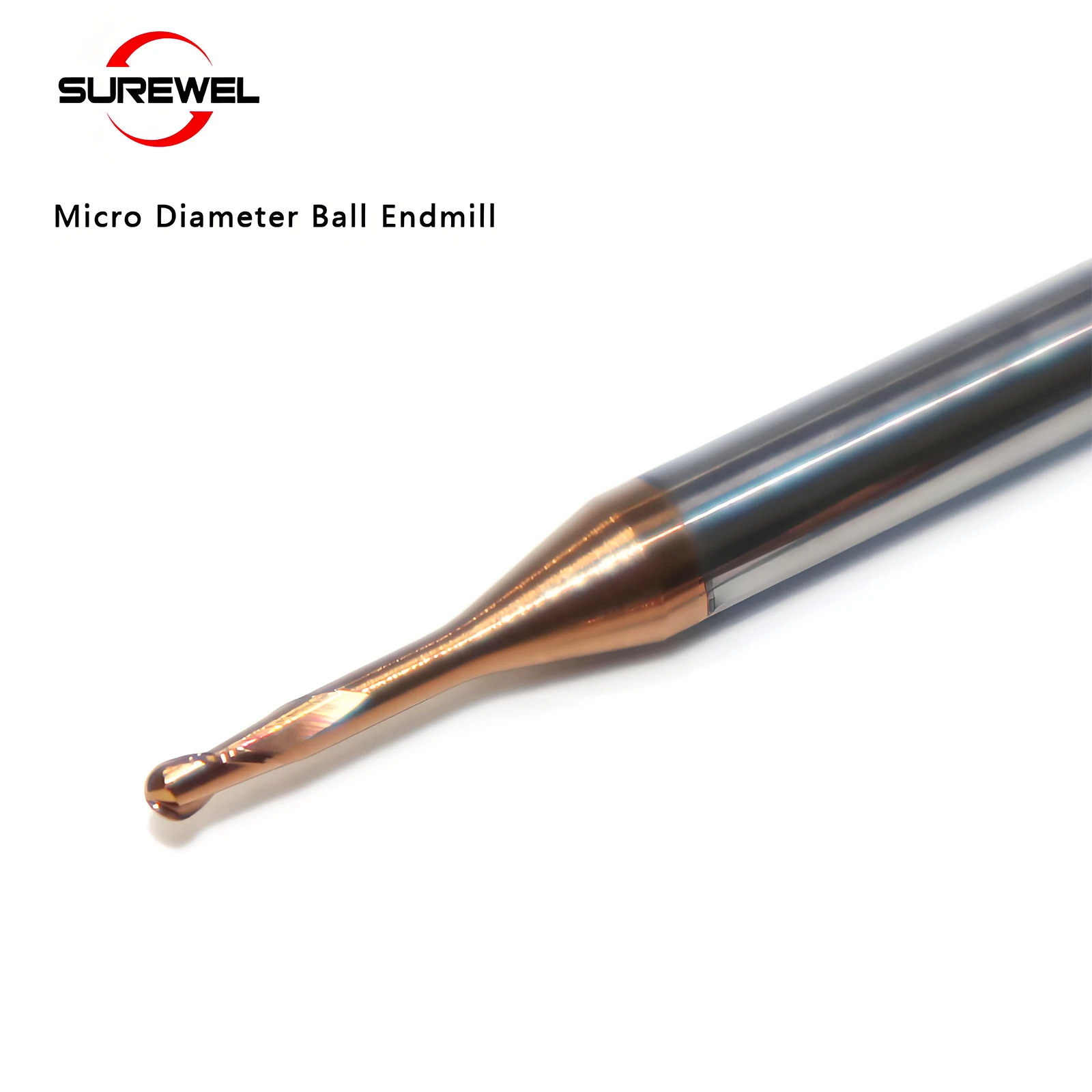 مطحنة نهاية الكرة الدقيقة من كربيد SUREWEL ، لطحن المعادن ، الفولاذ المقاوم للصدأ ، سبائك التيتانيوم ، HRC60 الكرة الأنف قطع طاحونة التصنيع باستخدام الحاسب الآلي