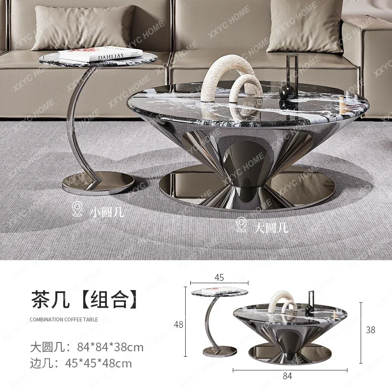 Natural Microcrystalline Stone Coffee Table Living Room Simple Modern Small Apartment Light Luxury Size Round Table New Mode