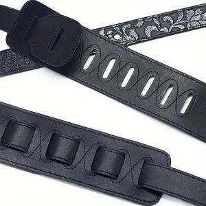 Faux PU Leather Guitar Strap, adjustable length, soft embroidered belt for classic low acoustic guitars, 6.5 cm wide 10 Main Sales Guitar Stream - №4