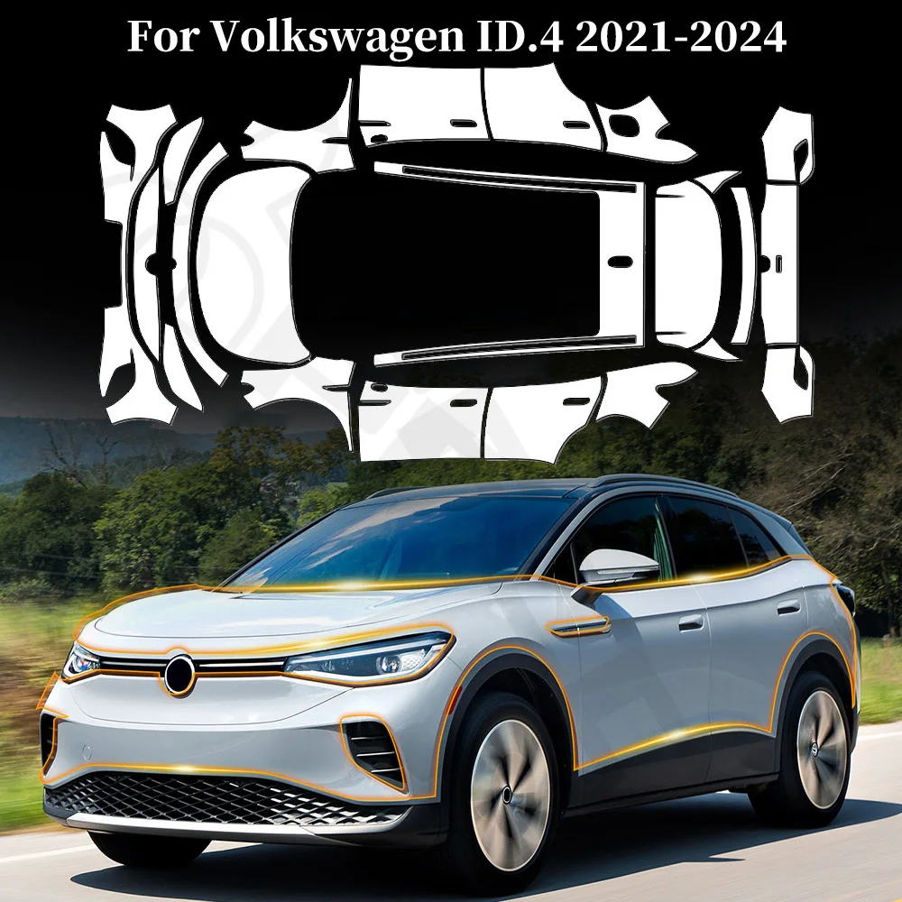

For Volkswagen ID.4 2021-2024 Anti-Scratch TPU Paint Protection Film Clear Pre-cut PPF Car Body Clear Bra Resistant Invisible