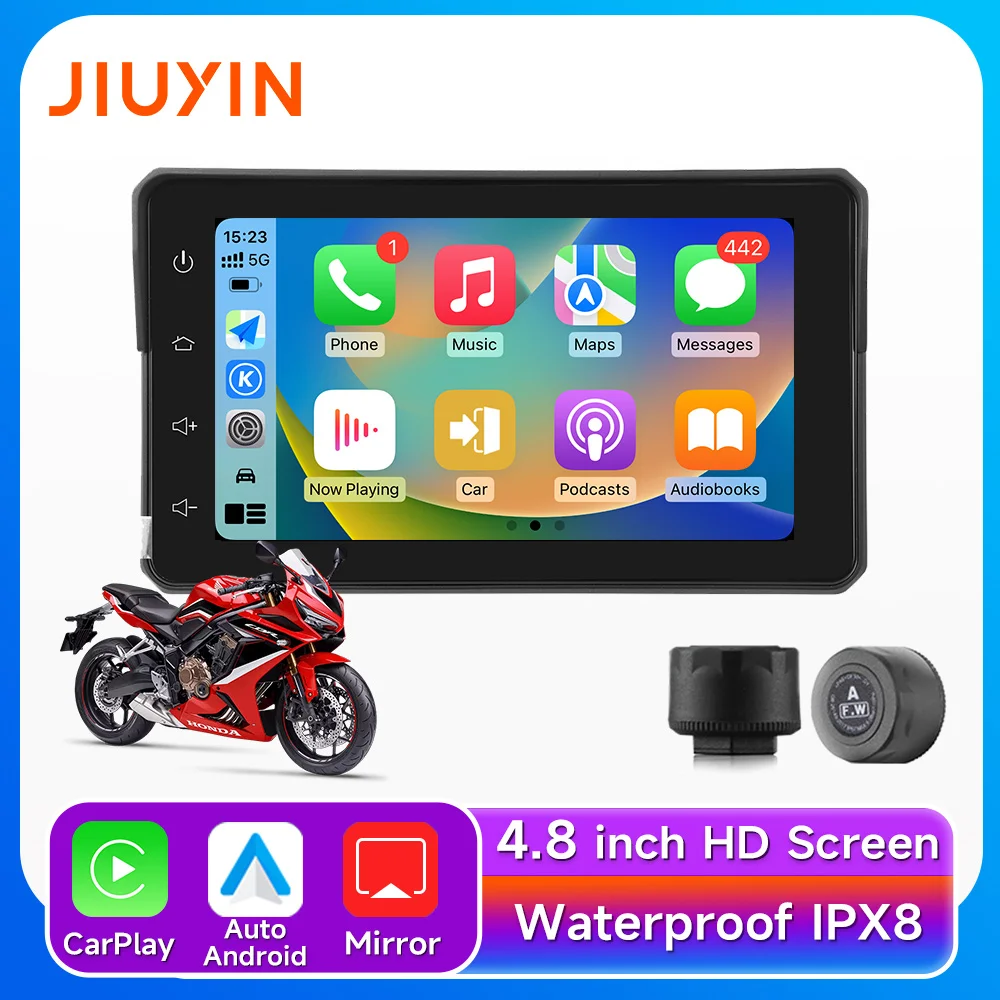 

4.8’’ Motorcycle Navigation GPS HD Screen Bluetooth IPX7 Waterproof Tire Pressure Monitoring Wireless Apple Carplay Android Auto