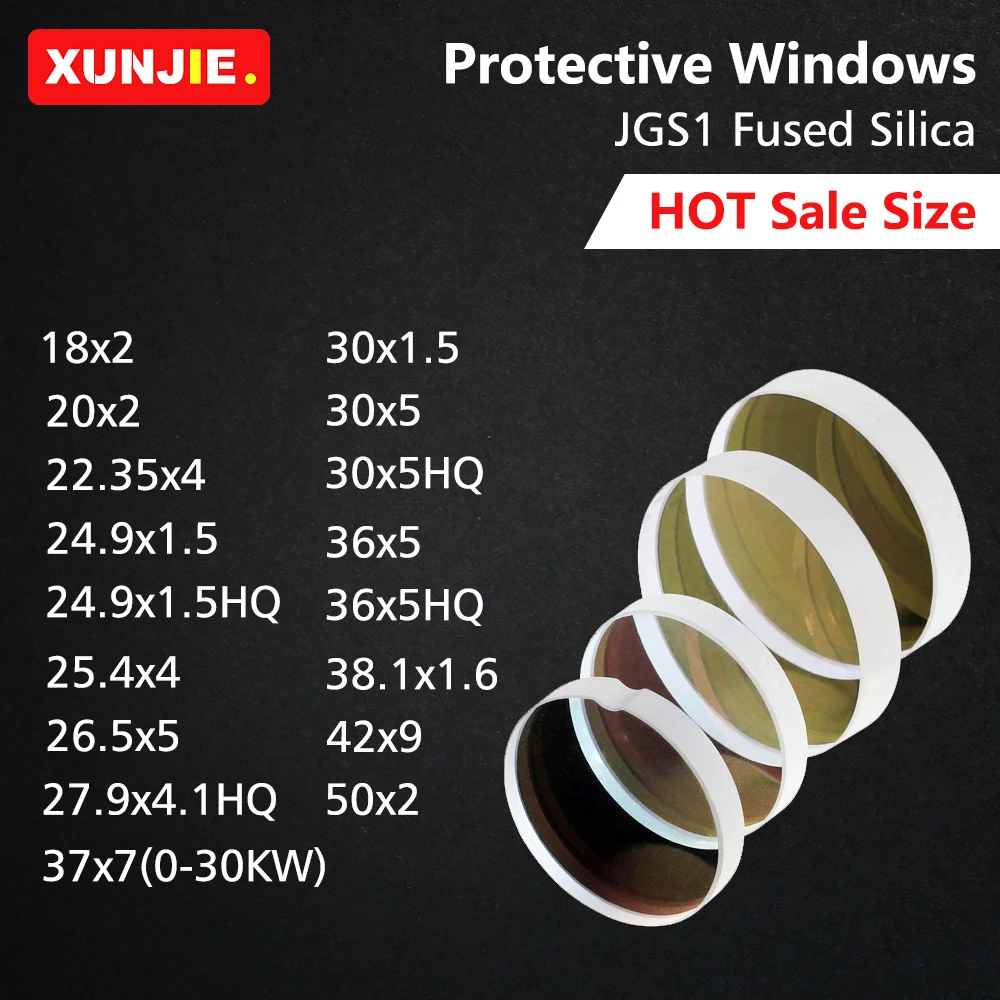 Raytools Precitec WSX BY 레이저용 보호 윈도우, 석영 융합 실리카 광학 렌즈, 18x2, 27.9x4.1, 30x5, 37x7, 핫 세일 